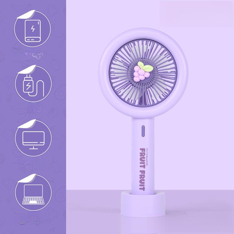 

Ручной маленький вентилятор Фруктовый USB-зарядка Вентилятор с сильным ветром Зарядка Портативный ручной вентилятор Подходит для путешествий на открытом воздухе и кемпинга фиолетовый