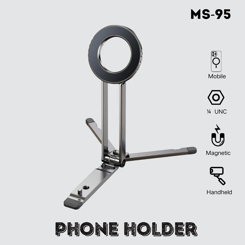 JMARY MS-95 Foldable 180° Rotation Magnetic Phone Stand Portable Desktop Phone Tripod for iPhone 12-17 Series