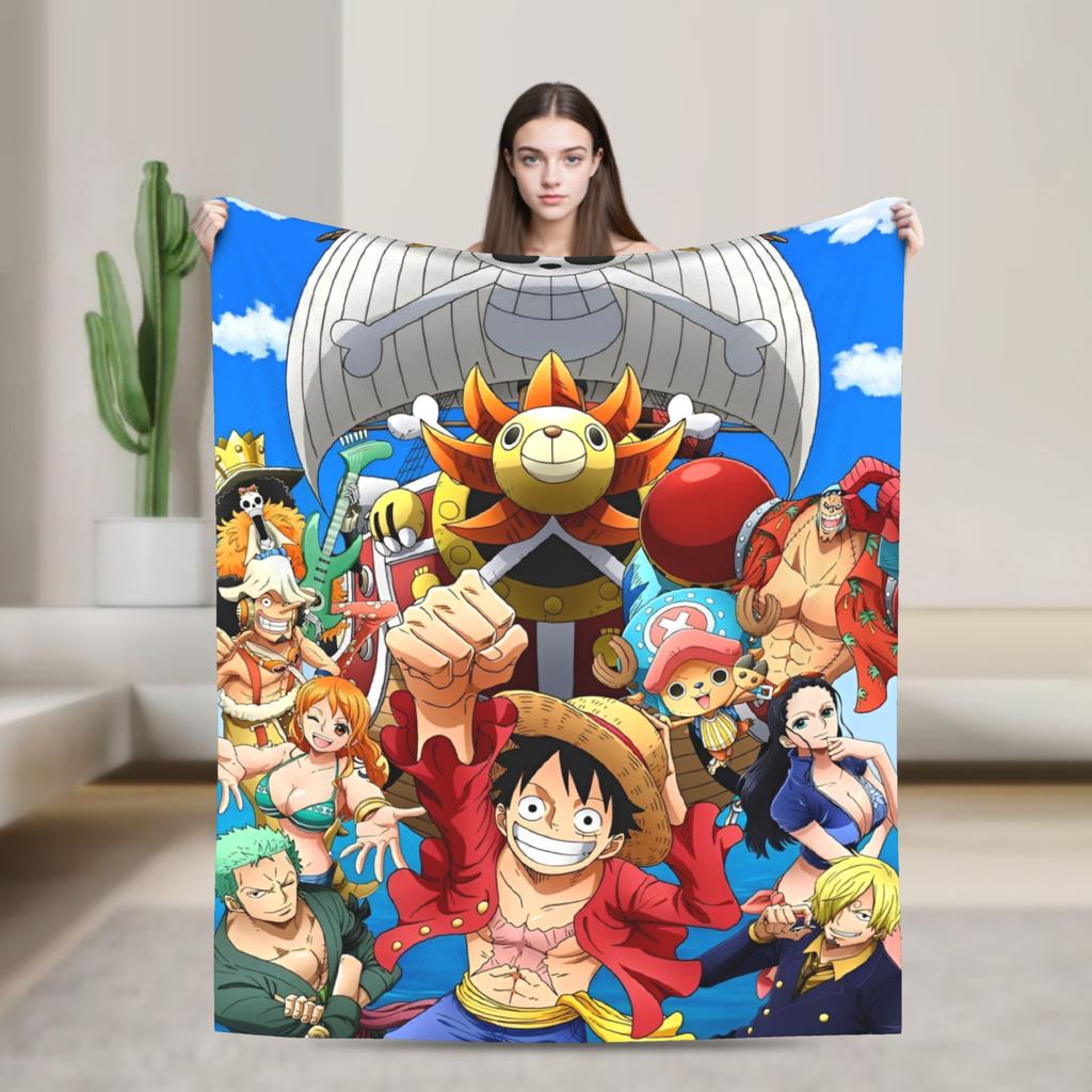 Warm Soft Blankets Decorative One Anime P-Pieces  Throw Blanket  Flannel Bedspread For Outdoor Pattern Sofa Bed Cover