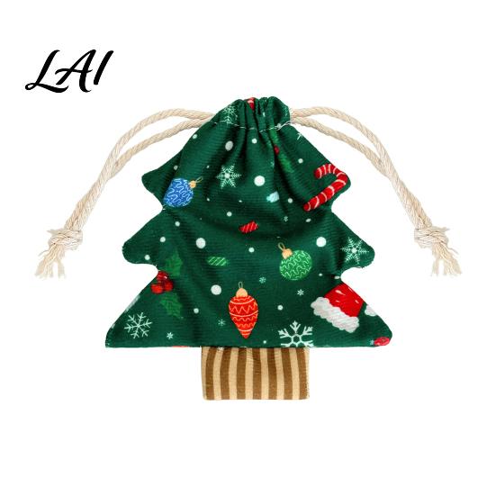 Festive Hanging Ornaments Christmas Tree Shaped Gift Bags with Drawstring Reusable Holiday Fabric Bags Winter Goodie Storage Pouches for Present