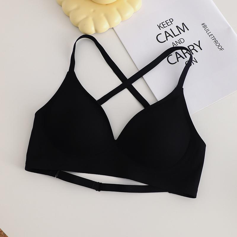 Womens Seamless Wireless Push-Up Bra With Backless Design Thickened Under-Cup Support No Visible Lines Slimming Effect