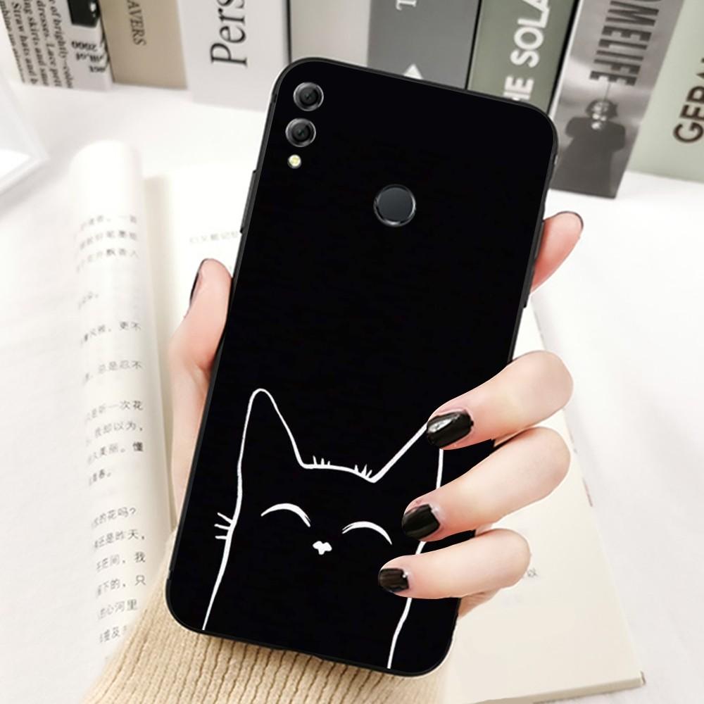 Cute Cat Line Phone Case For Huawei Honor 10 lite 9 20 7A 9X 30 50 60 70 pro plus Soft Silicone Cover