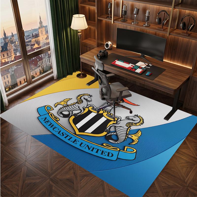 Tappeto in Velluto di Cristallo con Stampa di Calcio del Newcastle United, Comodo Assorbente d'Acqua Antiscivolo Tappeto per Pavimento Interno