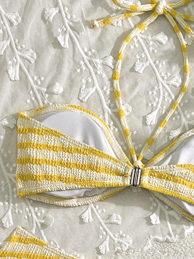 Striped Print Bikini Swimsuit: Sexy Women's Beach Vacation Wear