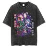 Demon Slayer Tanjiro, Shinobu & Kanao Vintage-Waschung Galaxie-Stil Grafik-T-Shirt, Oversized Anime Streetwear Tee, Unisex Freizeit-Oberteil