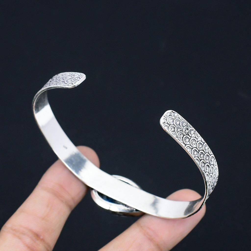Natural K2 Jasper Gemstone Bangle Adjustable 925 Sterling Silver For Girls