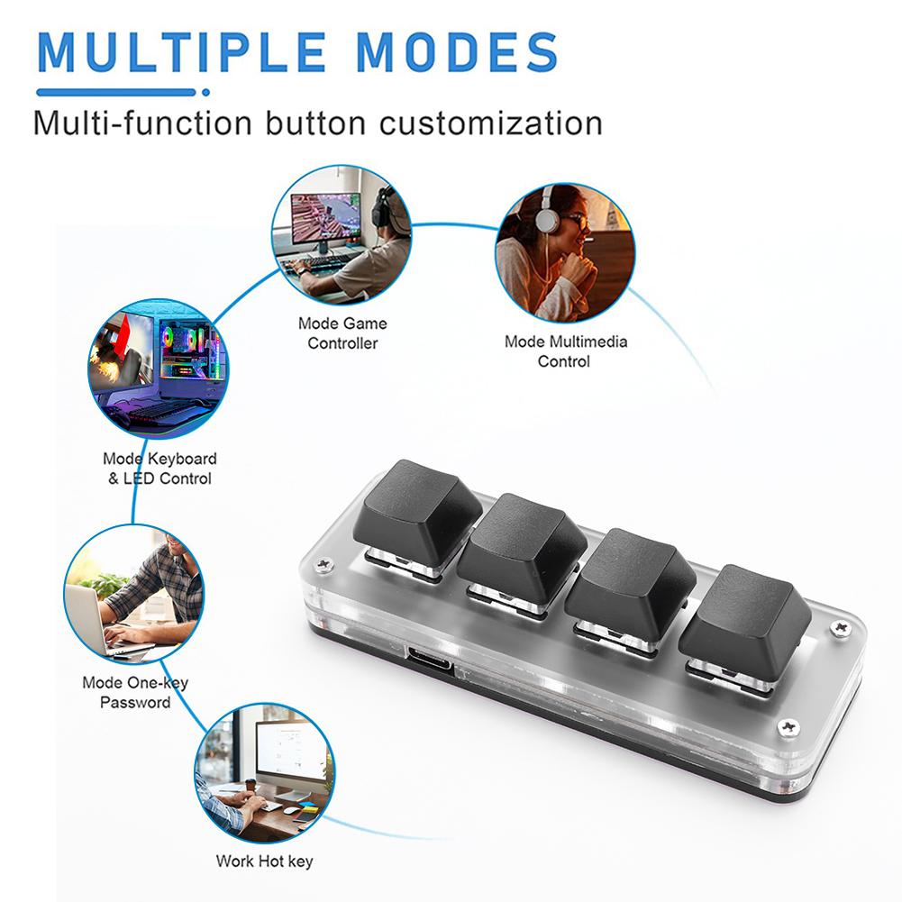 3 Key 1 Knob/4 Key Programming Macro  Knob Keyboard RGB Wired USB Mini Mechanical BT Keyboard Hotswap Mechanical Macropad