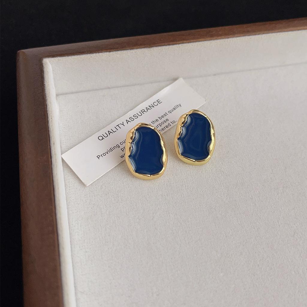 Maillard Coffee Color Amber Earrings Women's Autumn and Winter High-end Commuter Style Earrings Light Luxury Niche Design Earrings