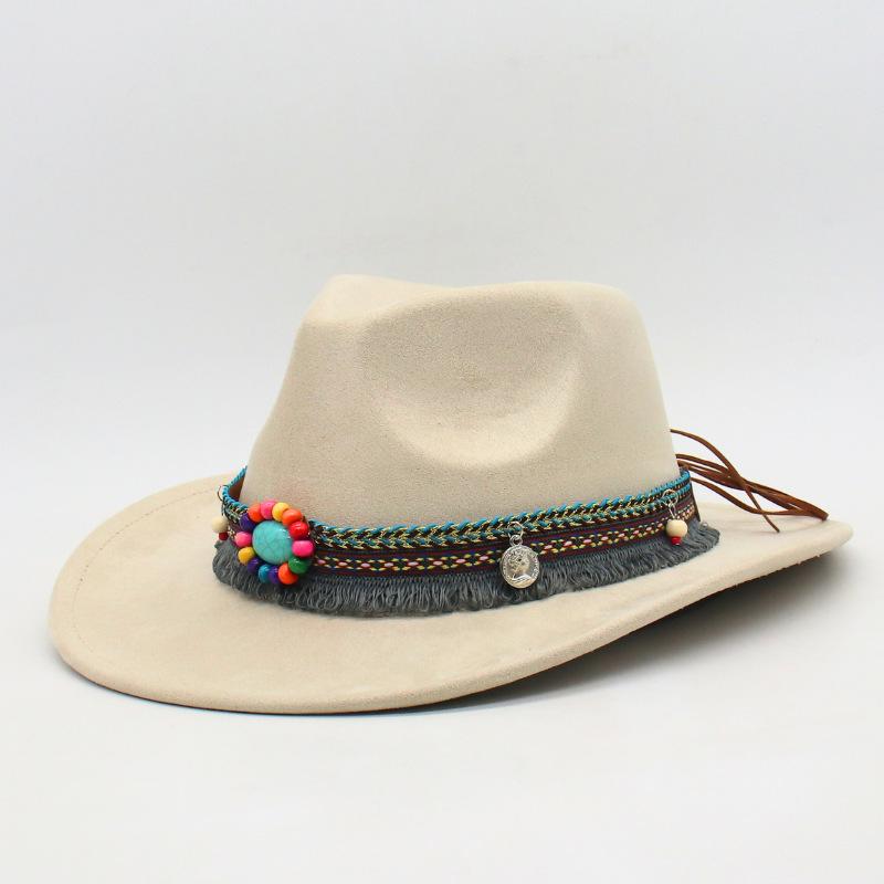 Ethnic style accessories Western cowboy hat Few suede Tibetan top hat Prairie curled woolen felt hat Jazz hat