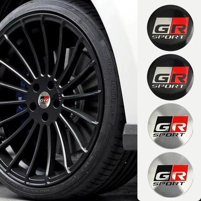 AIG4 56mm 4pcs/set Car Wheel Center Stickers Hub Cap Decal For GR Sport Logo Corolla C-HR Avensis RAV4 4runner Camry Prado