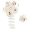 Soubien Hair Ornament Set of Tsumami White 2, Flower, Zaiku, Mizuhiki, Glitter, Corsage, Ivory, (kaz5321)