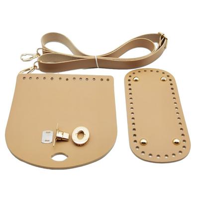 Kožený popruh na tašku Ručně vyrobená kabelka Pletená sada Vysoce kvalitní dna tašek s kovovými doplňky pro DIY ramenní kabelku