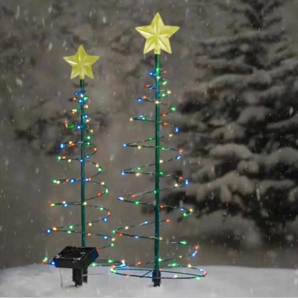 Solar Christmas Holiday Decoration Christmas Tree Lights Outdoor Waterproof Decorative Lighting LED Solar Garden Lights