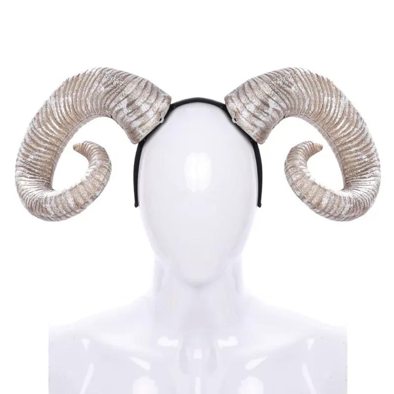 Halloween Realistic Black Demon Horn Headpiece Women Masquerade Cosplay Animal Devil Horn Hairband Carnival Party Costume Props