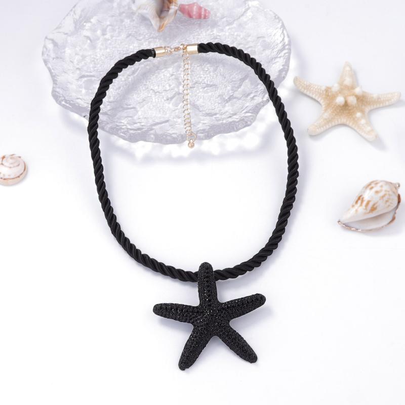 Punk Boho Metal Big Starfish Pendant Rope Chain Summer Necklace For Women Y2K Jewelry Gift