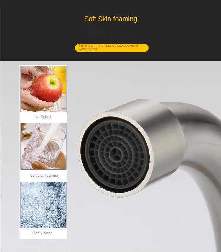 304 Edelstahl Wandmontage Küchenarmatur Mischbatterie Spülbeckenarmatur 360 Grad Freie Drehung Schlauch Doppelbohrung Armatur