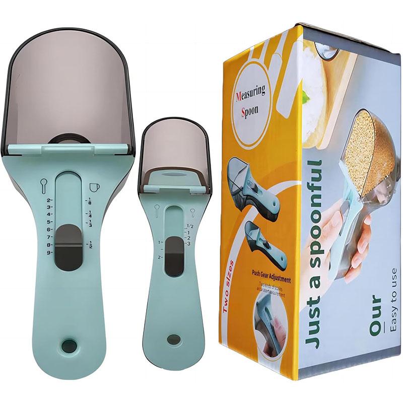 

2Pcs Adjustable Measuring Spoon Set with Clear Scales Kitchen Gadgets Measuring Cup with Magnetic for Dry and Liquid Ingredient синий