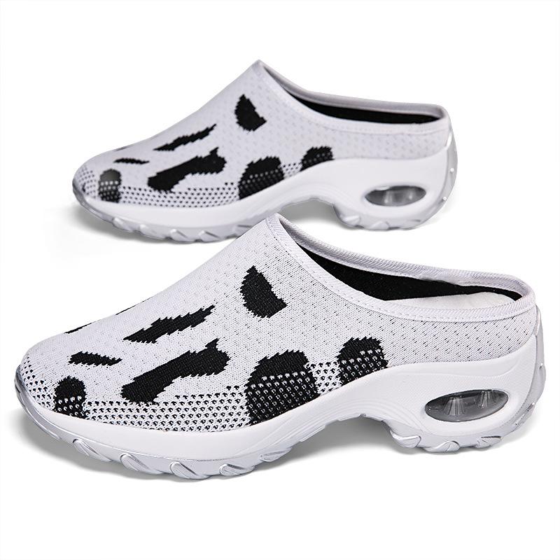 Large size new half-drag mesh breathable women's shoes casual half-step lazy one-step breathable walking single shoes