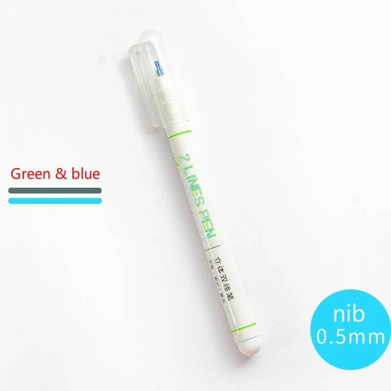 Two-color Key Double-line Pen Three-dimensional Outline Cute Dreamy Drawing Creative Round Head Hand Account Pen Fluorescent