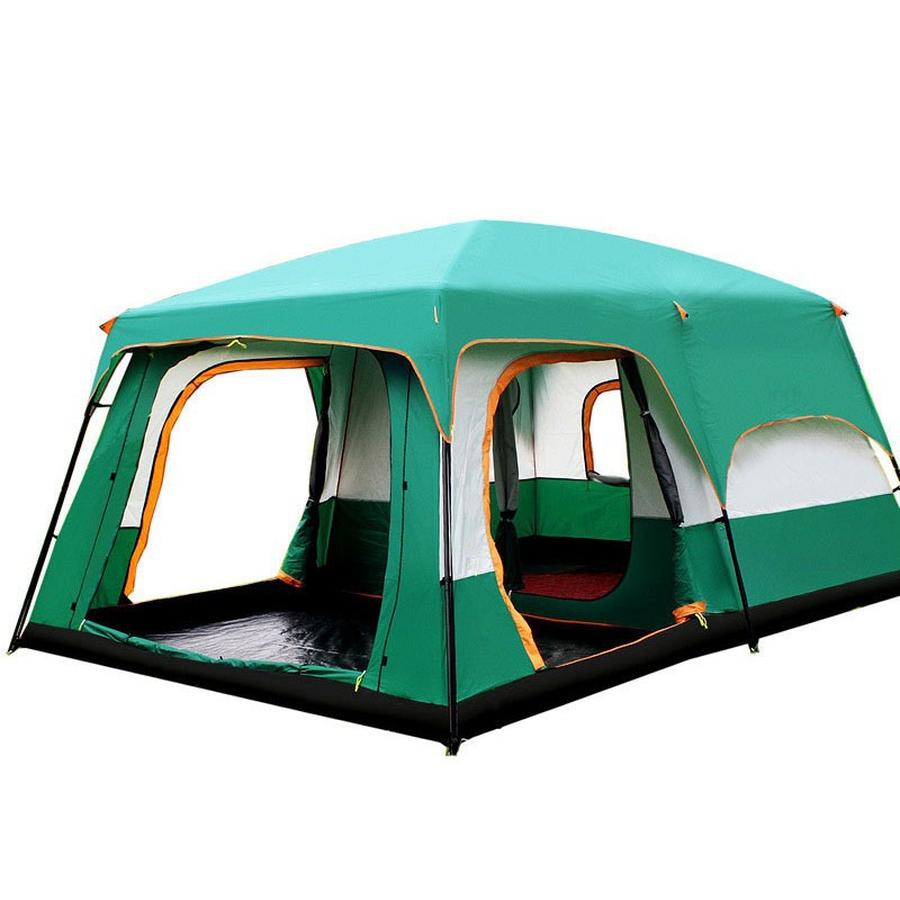 Tenda da campeggio spessa portatile impermeabile da esterno con due stanze, un soggiorno, doppio strato, attrezzatura da campeggio pieghevole