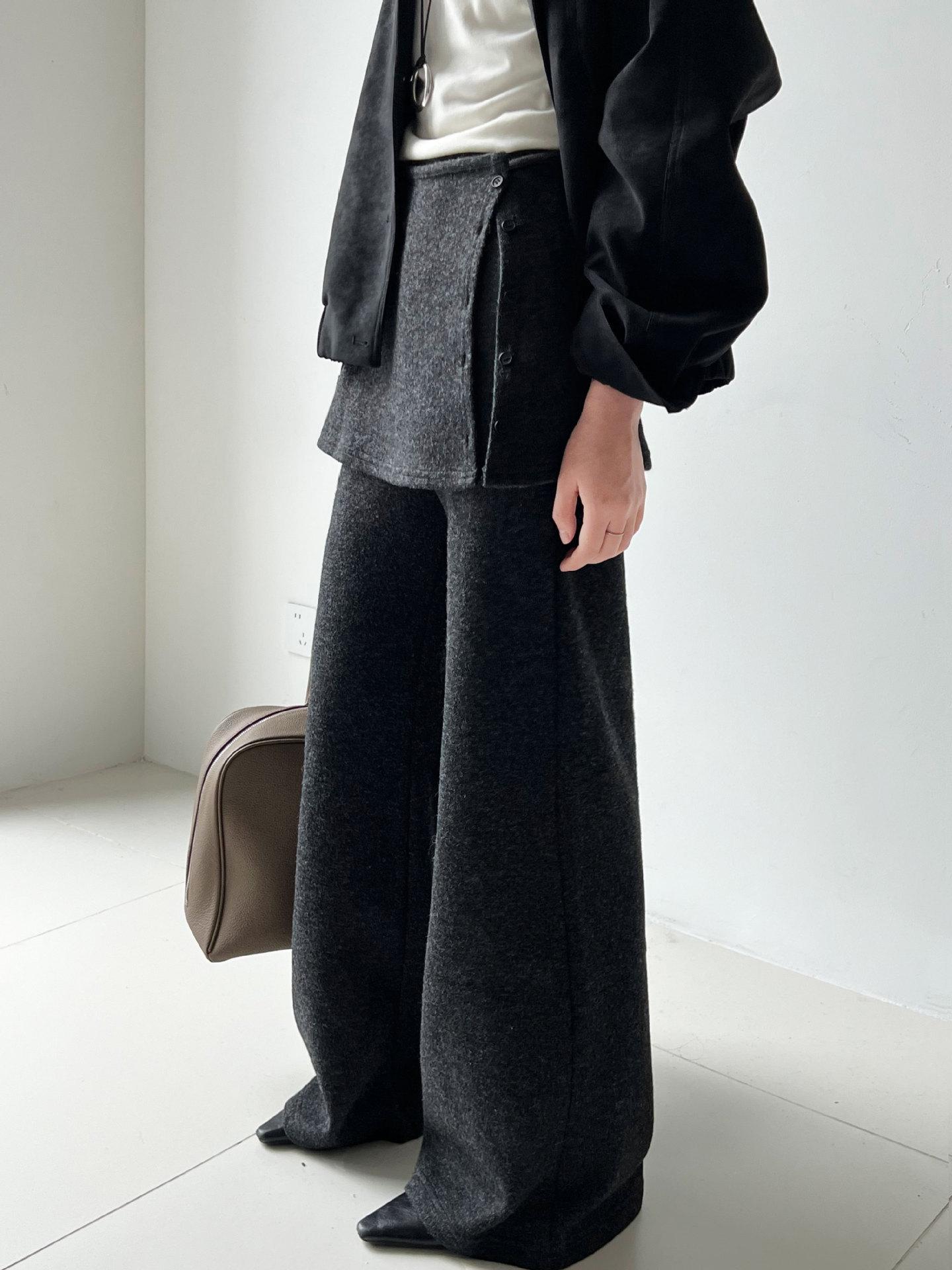 

LUXI Women s 2025 Autumn/Winter Korean Style Bell Bottom Pants - Fashionable, Loose, Slimming Long Casual Trousers M