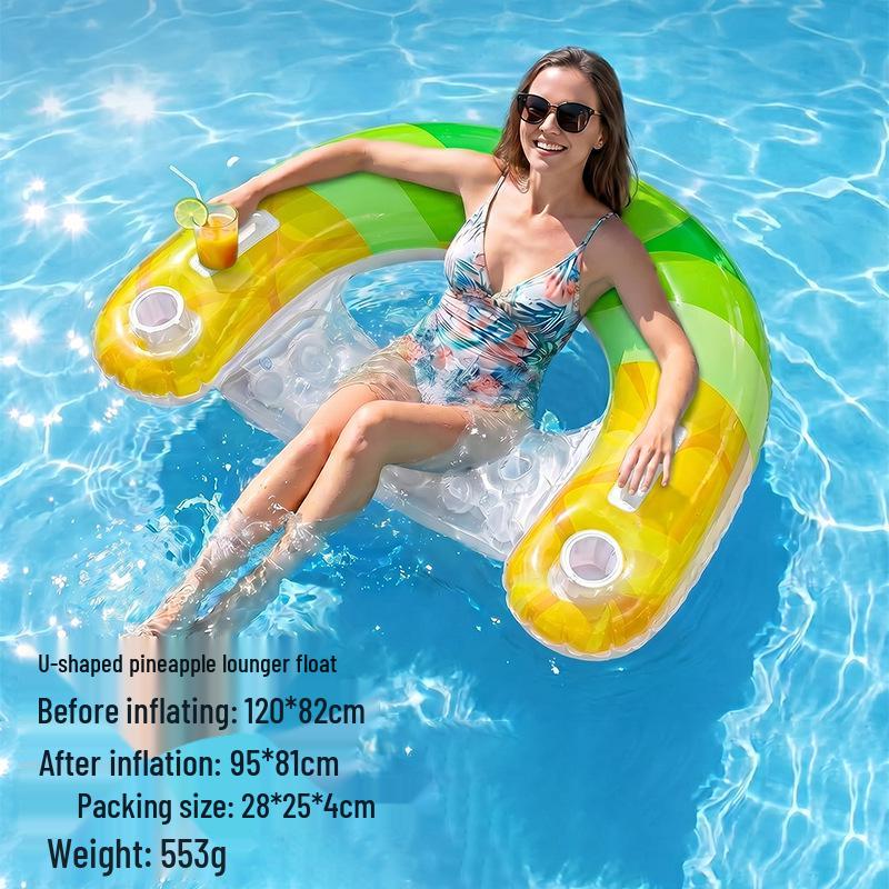 Fire Dragon Fruit Inflatable Water Sofa: Single-Person U-Shaped Pool Float