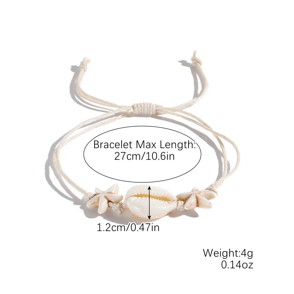 

Богемний браслет ручного плетіння морської серії з натуральними мушлями та морськими зірками