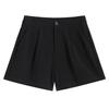 Women's 2024 French A-Line Black Summer Shorts - High Waist, Thin, Loose, Wide-Leg Design