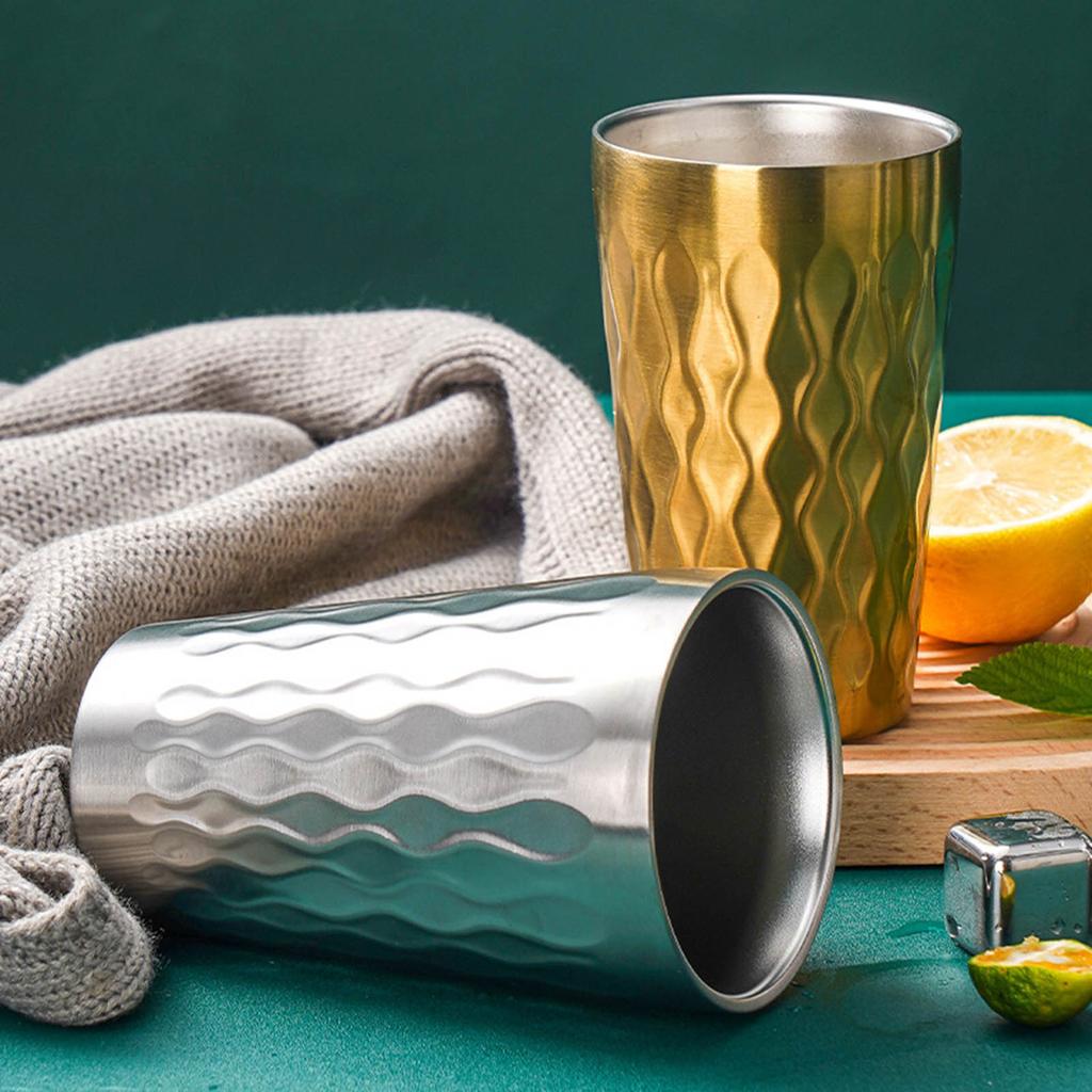 Double Wall Insulated Coffee Cup Stainless Steel Double Bottom Mug Wine Beer Tea Cup Stackable Drinking Cups Enduring