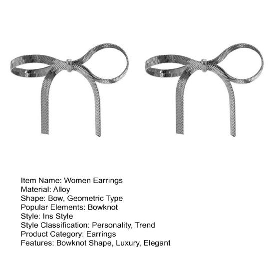 1 Pair Metal Bowknot Earrings Long Short Herringbone Tassel Luxury Elegant Women Girls Knotted Dangle Earrings Fashion Accessories Birthday Gift