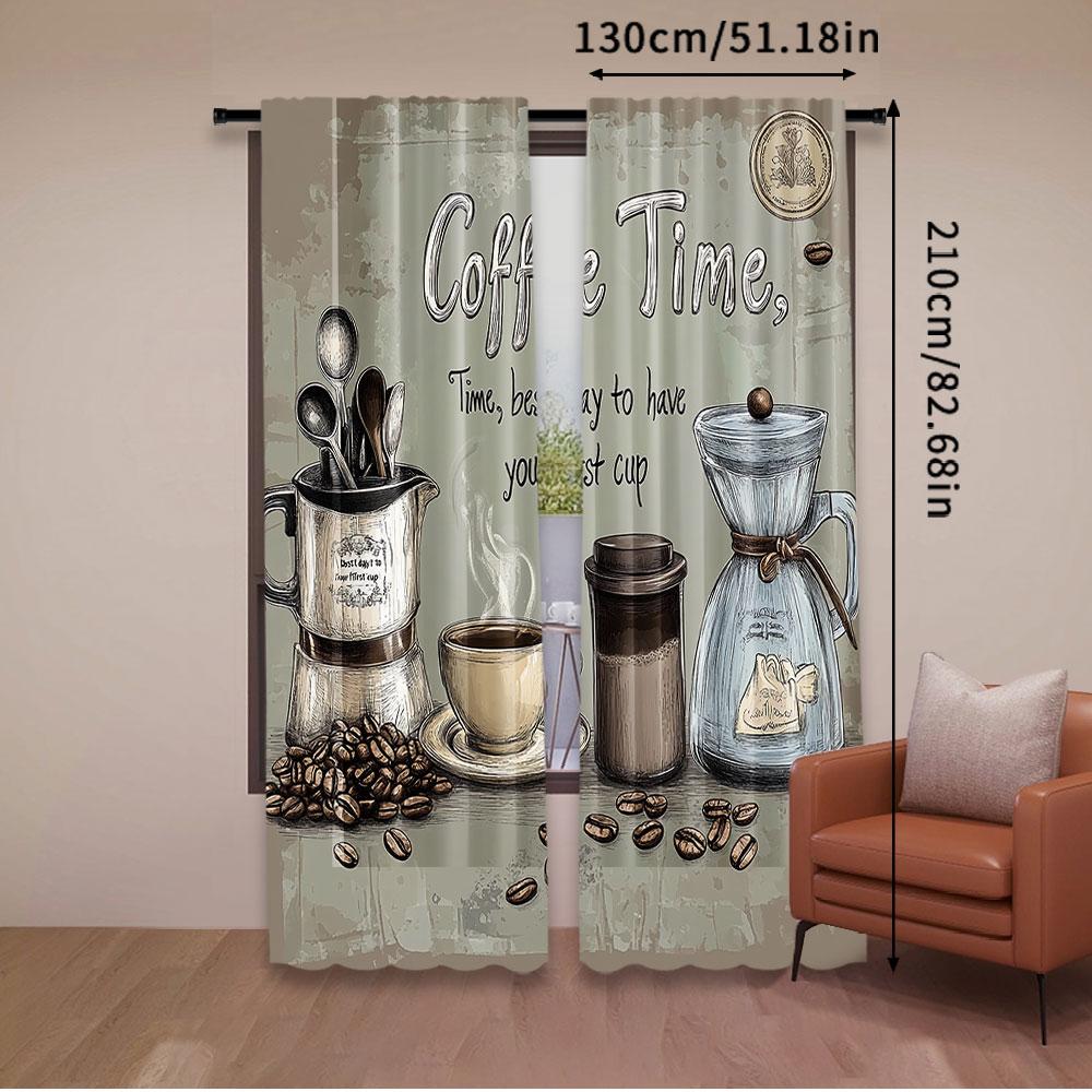 2Pcs Coffee Brown Curtains Country Vintage Rustic Modern Latte Small Short Cafe Suitable For Bedroom Bathroom Living Room Dining
