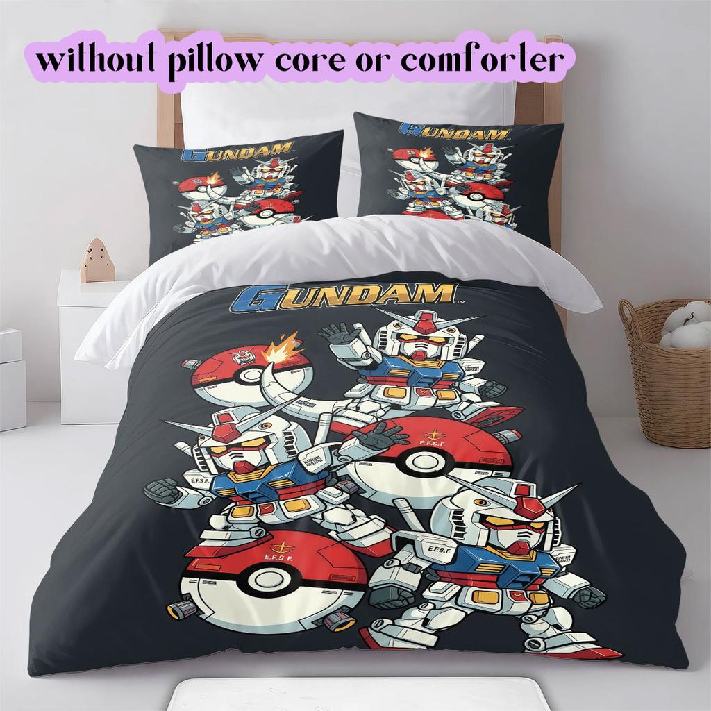 Gundam Anime Style Printed Duvet Cover Set 3PCS Cartoon Bedding Quilt Cover Pillowcases Bedroom Decoration Gift_LIAN