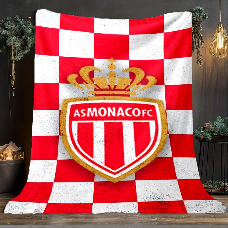 1PC Monaco Football club Printed Soft Flannel Blanket Throw for Adult Bedroom Living Room Sofa Camping Travel Fan gifts Christmas Gifts