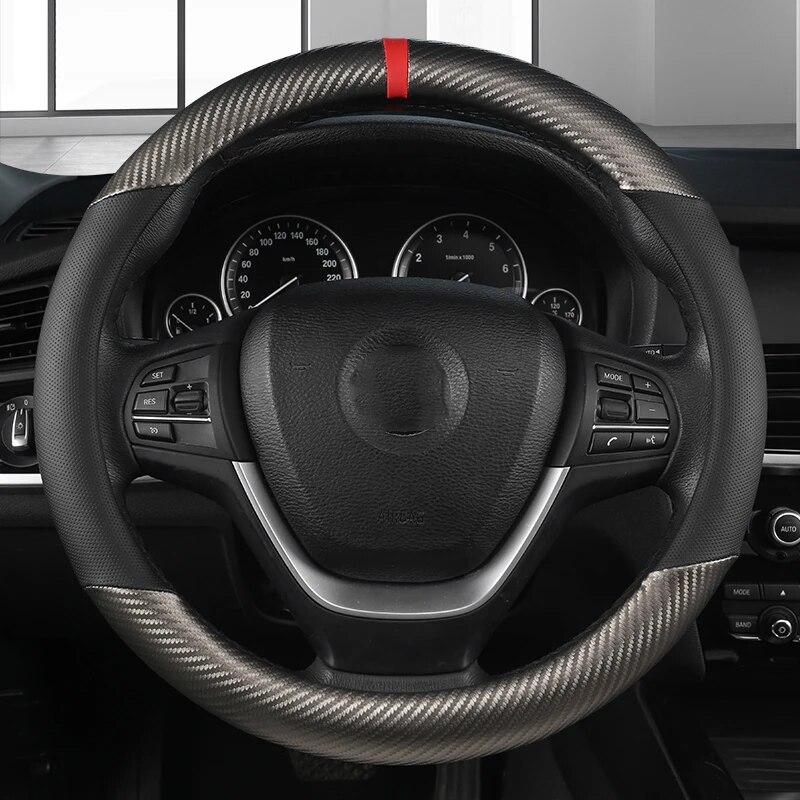 D/O Shape 36cm Carbon Fiber Car Steering Wheel Cover Size S for Honda Civic Ciimo Jade SUZUKI Alto NISSAN Juke Auto Accessories