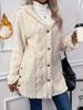 2025 Fall/Winter Women's Hooded Plush Cardigan with Buttons, Solid Color, Long Sleeve, European & American Style
