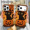 Phone Case: 2D Flat Design Suitable for iPhone 18 17 16 15 14 13 Pro Film Protective Case, Couple Style, Little Witch Cat, Christmas and Halloween Gif