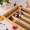 Bamboo Utensils Drawer Organizer Cutlery Utensil Silverware Tray, Perfect for Kitchen, Bathroom, Desk, Kitchen Drawer Divider