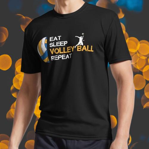 

New Beach Volleyball eat sleep volley Logo Men#039;s Tshirt funny size S to 5XL Unisex T-Shirt XXL