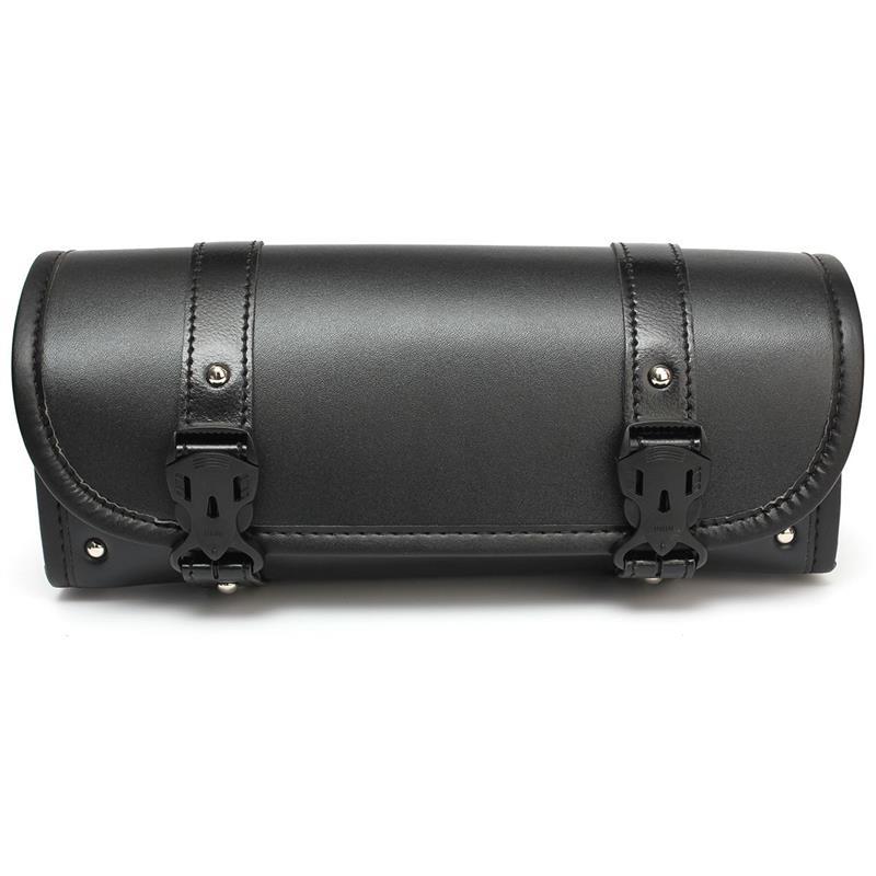 Nová černá PU kůže Motocykl ATV Kulatý sud Úložné pouzdro Taška na nářadí 300*85*125mm