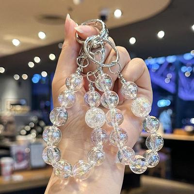 Crystal Beaded Phone Charm Lanyard: Wrist Strap, Keychain, Bag & Earphone Accessory.