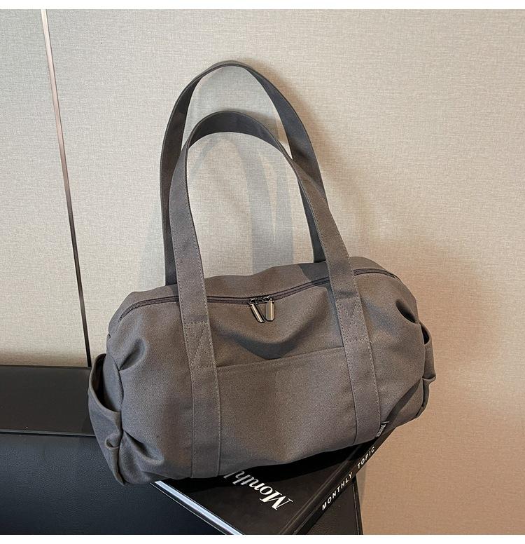 Casual canvas bag, short-distance travel bag, large-capacity sports fitness bag, versatile hand carry messenger duffel bag