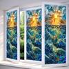 Floral Window Privacy Film Day Night Privacy Protection Static Window Cling Removable Decorative Waterproof Privacy Film for Bathroom Bedroom