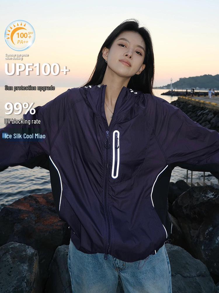 Women's UV Protection Ice Silk Jacket - Stylish, Lightweight Purple Summer Wear