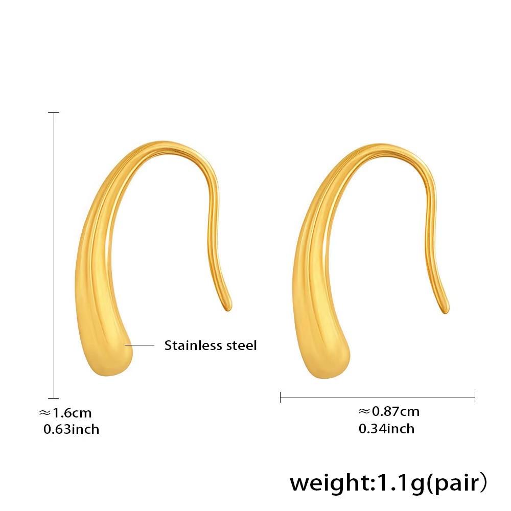 Fenny High End PVD 18K Gold Plated No Fade Fashion Simple Smooth Waterdrop Hoop Earring Stainless Steel Jewelry