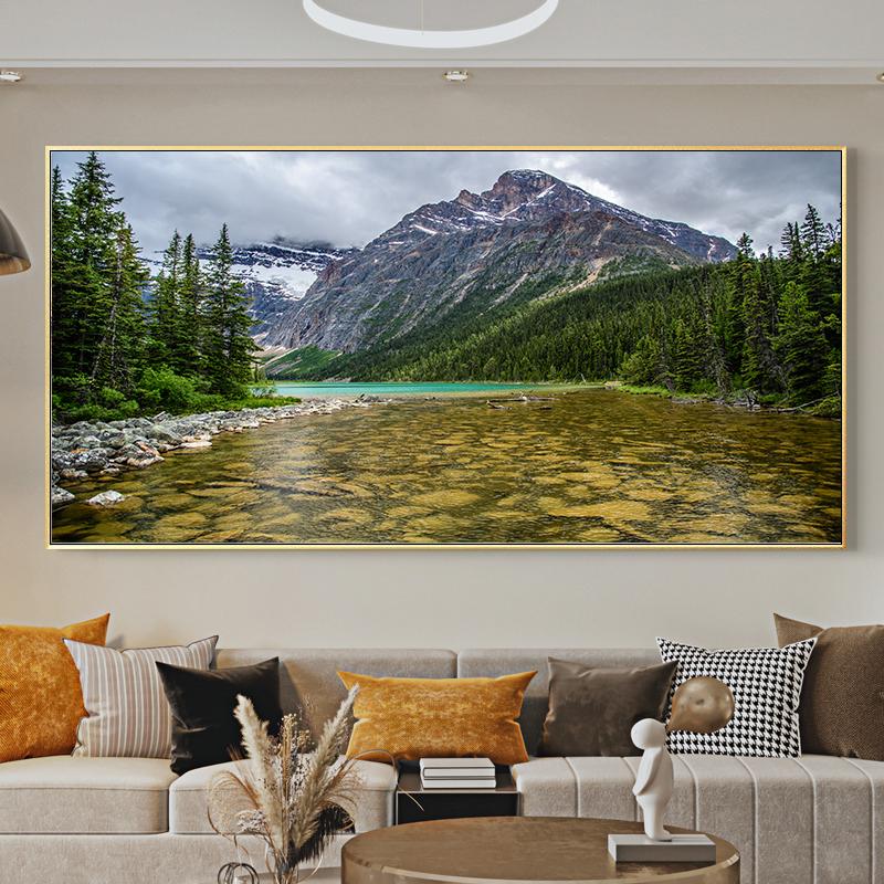 Canvas Painting Lake with Mountain Forest Landscape Giclee Posters Prints for Living Room Wall Decor