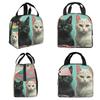Cartoon Zwart Witte Kat Print Geïsoleerde Lunchtas voor Kinderen School Koeltas Thermische Voedseldoos Tote Draagbare Lunchboxen Container