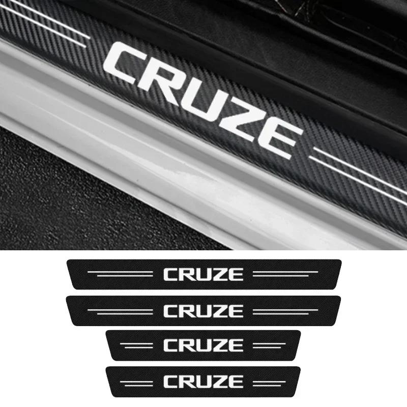 Carbon Fiber Door Sill Protector Stickers For Chevrolet Cruze Front Rear Threshold Decals Rear Trunk Bumper Guard Accessories