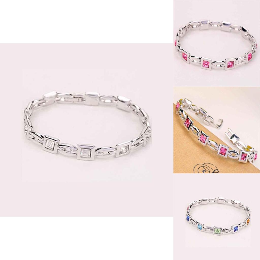 Beautifully Crafted Fashion Jewelry Silver Plated Princess Cut Girl Elegant Crystal Bracelet Charm