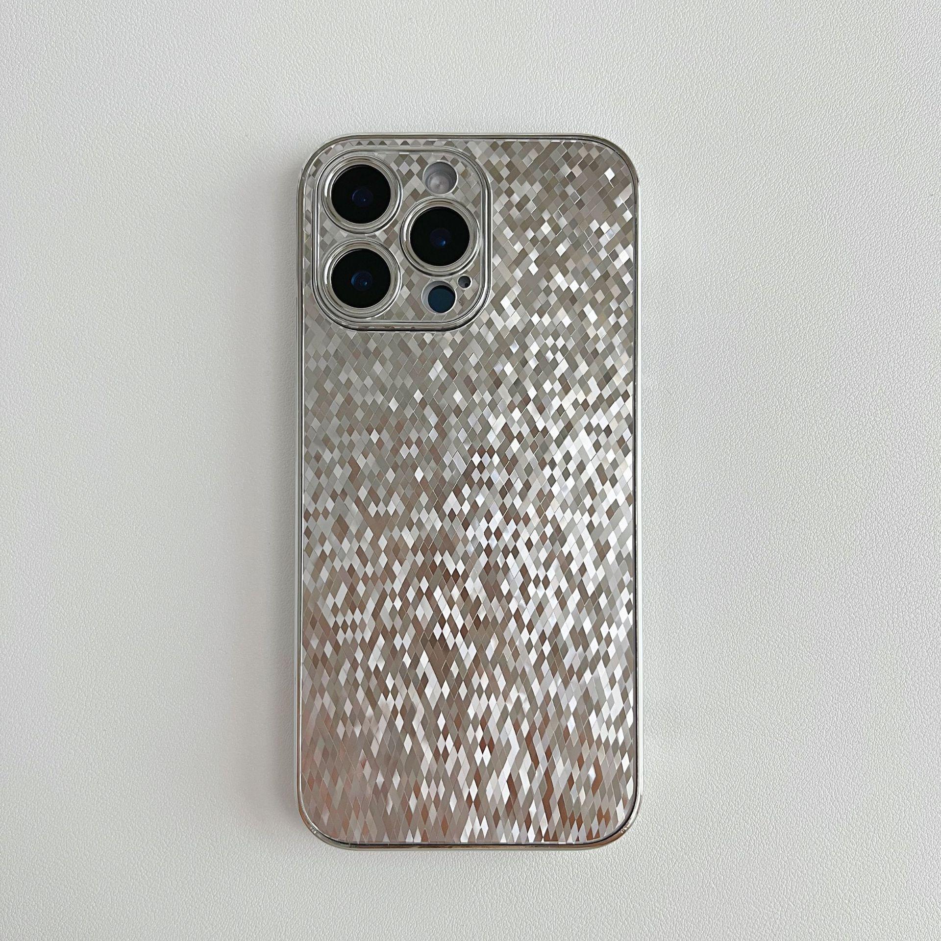 

Подходит для Apple 16ProMax, Блестящий чехол для телефона в форме ромба, Гальваническое покрытие с блестками, IPhone15, Противоударный 14 iPhone11Promax серый