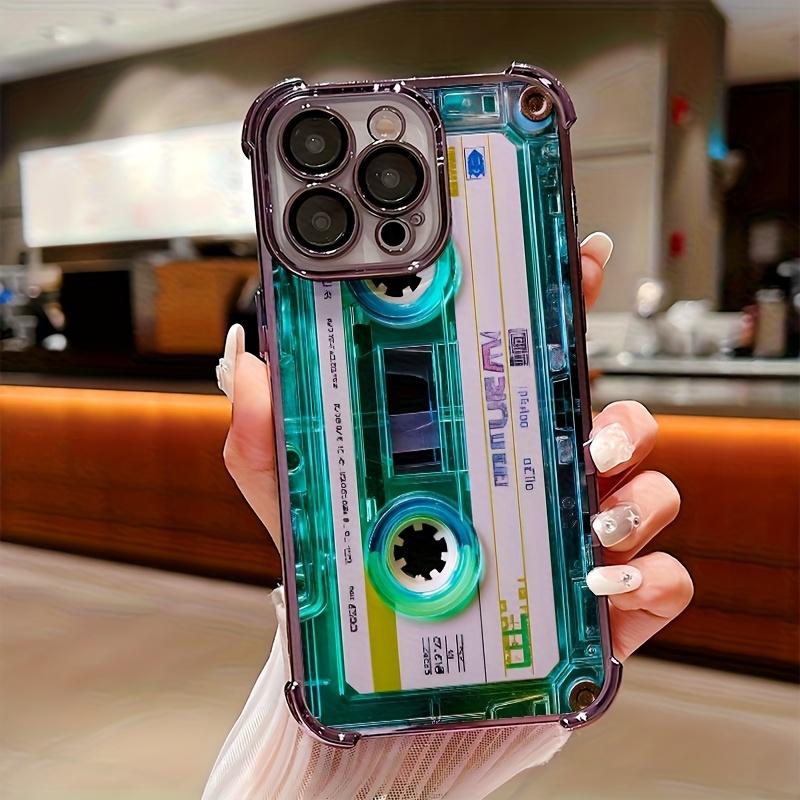 Unique Blue-Green Cassette Tape Phone Case For iPhone 17 16 15 14 13 12 11 Pro Max Plus 17 Air Airbag Plating Back Cover